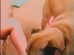 Lady unbares herself for horny dog