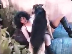 Kinky brunette fucks with hot shepherd