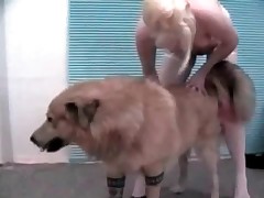 Pretty massive dog and hot naked blonde